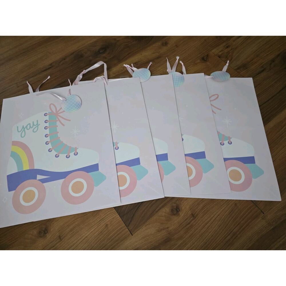 5 Large Gift Bags Spirit Size 16x10x19.25 Roller Skate